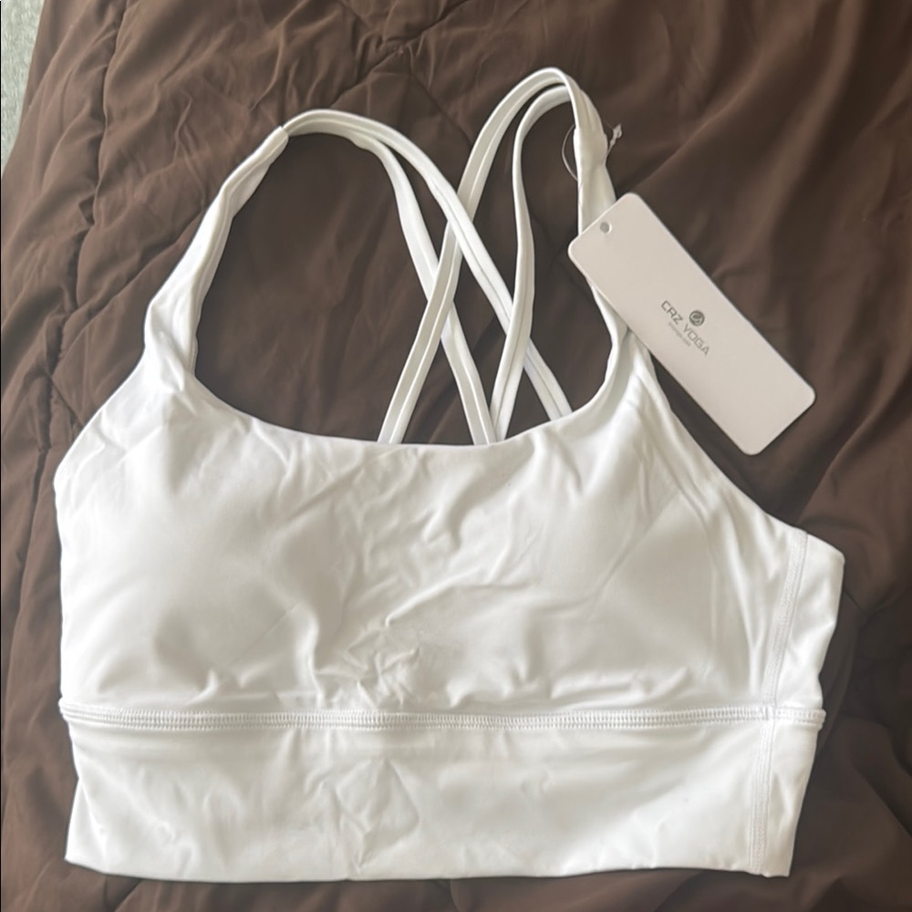 CRZ YOGA Women's White Sports Bra